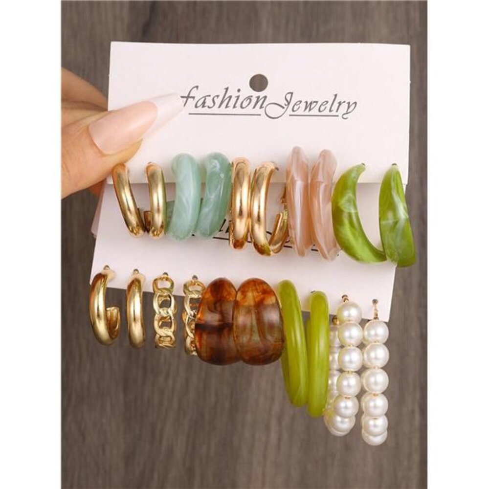 20pcs/Set Colorful Resin Earring Set For Ladies, Jewelry Earring Set